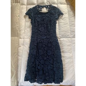 Lulu’s Navy Blue Backless Lace Dress Small